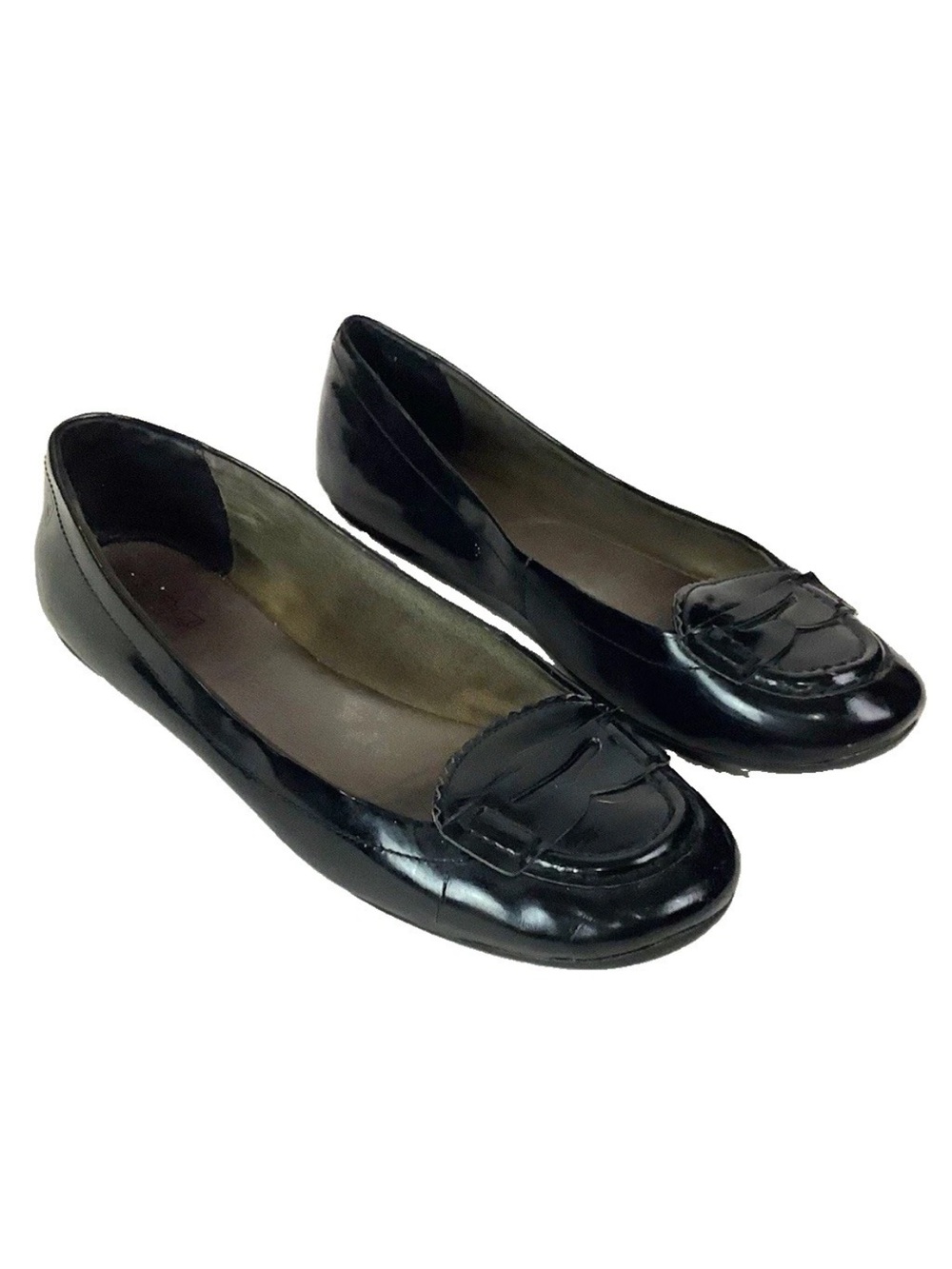 Sperry Women's Sz 9M Patent Leather Comfort Slip On Black Penny Ballet Flats